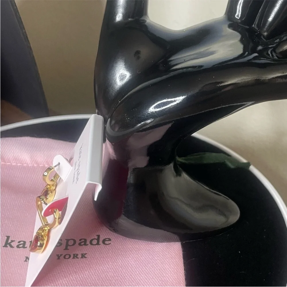 Kate Spade ♠️ Rock Solid Heart Huggies Earrings - Picture 8 of 9